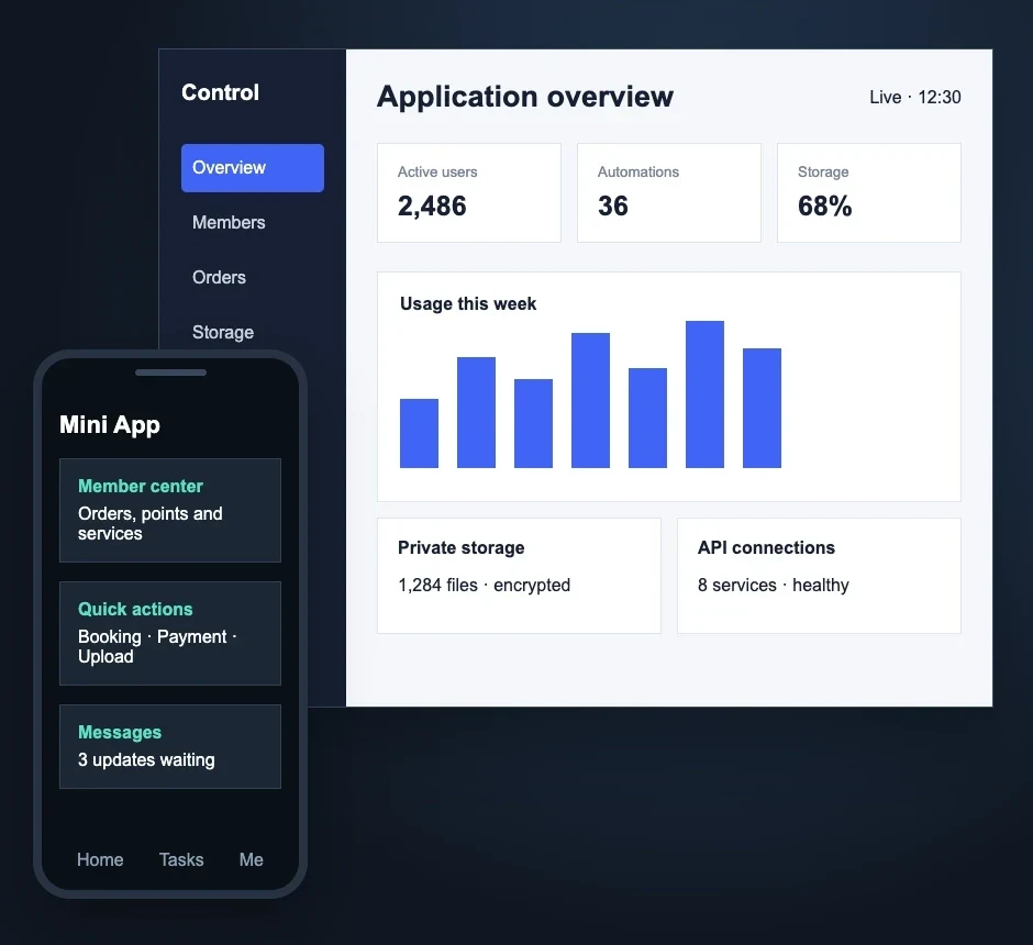 Website and application interfaces